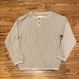 Zara Boys Beige Long Sleeve Henley Shirt